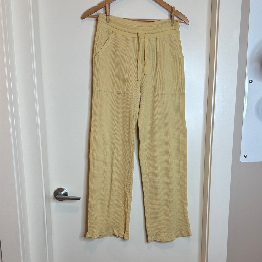 TNA Light Yellow Waffle Pants